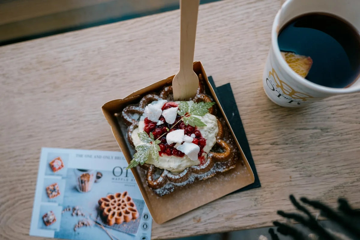 Waffle sem glúten da confeitaria Otto em Bruges